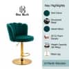 Doe Buck Luxury Teal Velvet Adjustable Bar Stool Chair with Gold Hydraulic Base