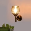 Devansh Metal Electric Wall Light in Gold Colour with Lavender Shade Count of 1 Light