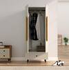 Hexa Red Wooden 2 Door Wardrobe with Drawer and Hanging Space in Frosty White Colour