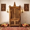 ium Sheesham Wood  Prayer Unit in Teak Finish