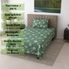 Sage Green Floral 290 TC Cotton Flat Single Size Bedsheet with 1 Pillow Cover – Threads