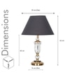 Ashurst Black & Antique Brass Finish Metal And Clear Crystal Glass Table Lamp With Black Cotton Shade
