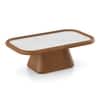 Lazo Solid Wood And Banswara Marble Rectangular Coffee Table In Amber Walnut Finish