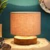 Alton Grey Fabric Shade Table Lamp with Natural Wooden Base