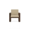 Moreno 1 Seater Solid Wood Sofa in Danish Walnut Finish and Almond Beige Fabric