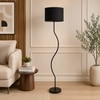 Romy Black Cotton Floor Lamp with Solid Wood