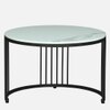 Metalzu Square Metal Nesting Coffee Table Set Black Finish White Porcelain Top Set Of 2