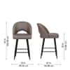 Doe Buck Faux Leather Counter Height Bar Stool in Grey Colour with Black Legs