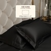 Stoa Paris Satin Pillow Covers,  Premium Plain Pillow Cover Set of 2, 68L x 45W cms - Midnight Black