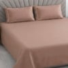 Odin Tan Shade Solid Plain 400 TC Cotton Satin Flat Super King Size Bedsheet with 2 Pillow Covers – Threads