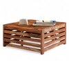 Kingsville Sheesham Wood Contemporary Square Coffee Table In Natural Teak Finish