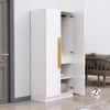 Hexa Red Wooden 2 Door Wardrobe with 4 Shelves in Frosty White Colour