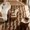 Jaipur Rugs Botanical Wool And Viscose 6x9 Feet Dark Brown And Indian Brown Hand Tufted Rug Carpet