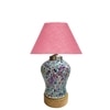 Devansh Conical  Pink Jute Shade  Lamp With  Wood & Mosaicglass Base For Decoration /Office/Home/Gifting/Study For Decoration /Office/Home/Gifting/Study -(10X10X14.5) Inches -