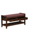 Halden Solid Wood Shoe Rack with Seating in Walnut Brown finish