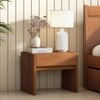 Basal Solid Wood Bedside Table In Amber Walnut Finish