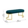 Doe Buck Upholstered Oval Bench in Teal Colour with Gold Loop Legs