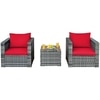 Carry Bird Wicker Patio Furniture Outdoor Balcony Chairs In Grey And Red Colour