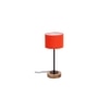 Vance Orange Fabric Shade Table Lamp with Natural Wood & Iron Base