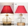 Tuscan Glass and Wood Table Lamp With Maroon Cotton Shade