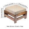 Amber Sheesham Wood Foot Stool in Teak Finish with Jute Beige Cushion