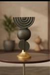Tribal Abstract Sculpture Showpiece Black and Gold Decorative Table Accent