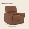 Bernice One Seater Leatherette Manual Recliner in Tan Colour