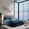 Stoa Paris Satin Bedsheets for Super King Size Bed with 2 Pillow Covers heets for Blue Teal