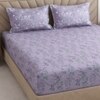 Lavender Floral cotton 400 Tc fitted Double Queen Size Bedsheet With 2 Pillow Covers