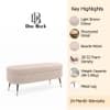 Doe Buck Luxury Boucle Storage Bench in Beige Colour with Gold Tipped Legs