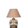 VARELLO Clear Glass Table Lamp with Gold Accent and Wood Base Beige Shade