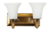 FRANKLIN 2 Light Brass Wall Fitting with Frosted White Glass