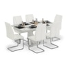 Caribu 4 To 6 Extendable Dining Table With 6 Seneca Chairs (Finish- White High Gloss)