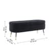 Doe Buck Luxury Boucle Storage Bench in Black Colour with Gold Tipped Legs