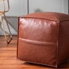 Cube Collection Tan Faux Leather Pouf Ottoman Set Of 2