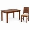 Globally Indian Aarya Solid Sheesham Wood 6 Seater Dining Table Set 6 Chairs Beige