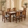 Globally Indian Giselle Solid Sheesham Wood 6 Seater Dining Table Set 6 Chairs Terracotta Orange