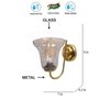 Devansh Metal Electric Wall Light in Gold Colour with Transparent Shade Count of 1 Light