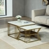 Metalhome Square Metal Nesting Coffee Table Set Gold Finish White Porcelain Top Set Of 2