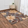 Presto Grey Floral Hand Tufted Wool Carpet 5X7 Feet