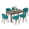 Atlas Solid Wood 6 Seater Compact Dining Table with 6 Meryl Lounge Chair
