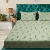 Light Green Floral 180 TC Flat 1 Queen  Bedsheet with 2 Pillow Covers