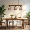 Funnel 3 Series Brown Solid Wood Cluster Hanging Light