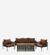 Granada 3+1+1 Seater Rope Sofa Set in Grey and Brown Finish