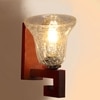 Devansh Solid Wood Electric Wall Light in Brown Colour with Transparent Shade Count of 1 Light