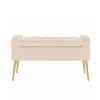 Doe Buck Upholstered Storage Bench in Beige Colour with Gold Legs