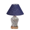 Devansh Conical Blue Jute Shade Lamp With Wood & Mosaic Glass Base For Decoration/Office/Home/Gifting/Study For Decoration/Office/Home/Gifting/Study -(10X10X14.5) Inches -A
