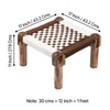 Riaza Sheesham Wood Vintage Set of 2 Foot Stools in Brown & White Rope Canning