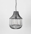 Tindori Clear Crystal With Black Metal Hanging Pendant Light