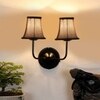 Devansh Dual Black Wallmounted Lamp With Beige Jute  Shade